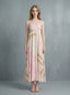Pink Floral Square Neck Satin Maxi Dress