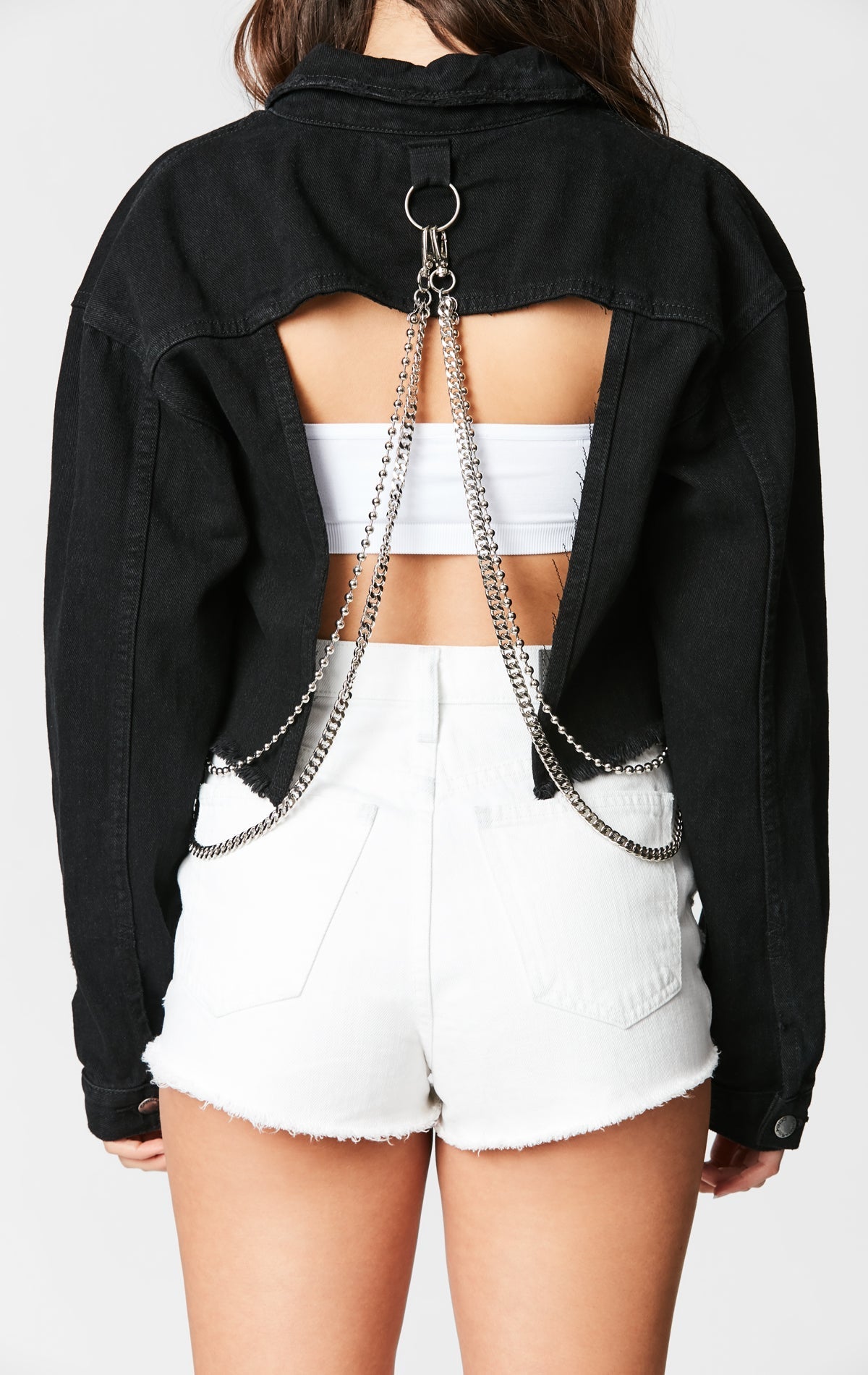 ZEUS CHAIN DETAIL DENIM JACKET Secondary image