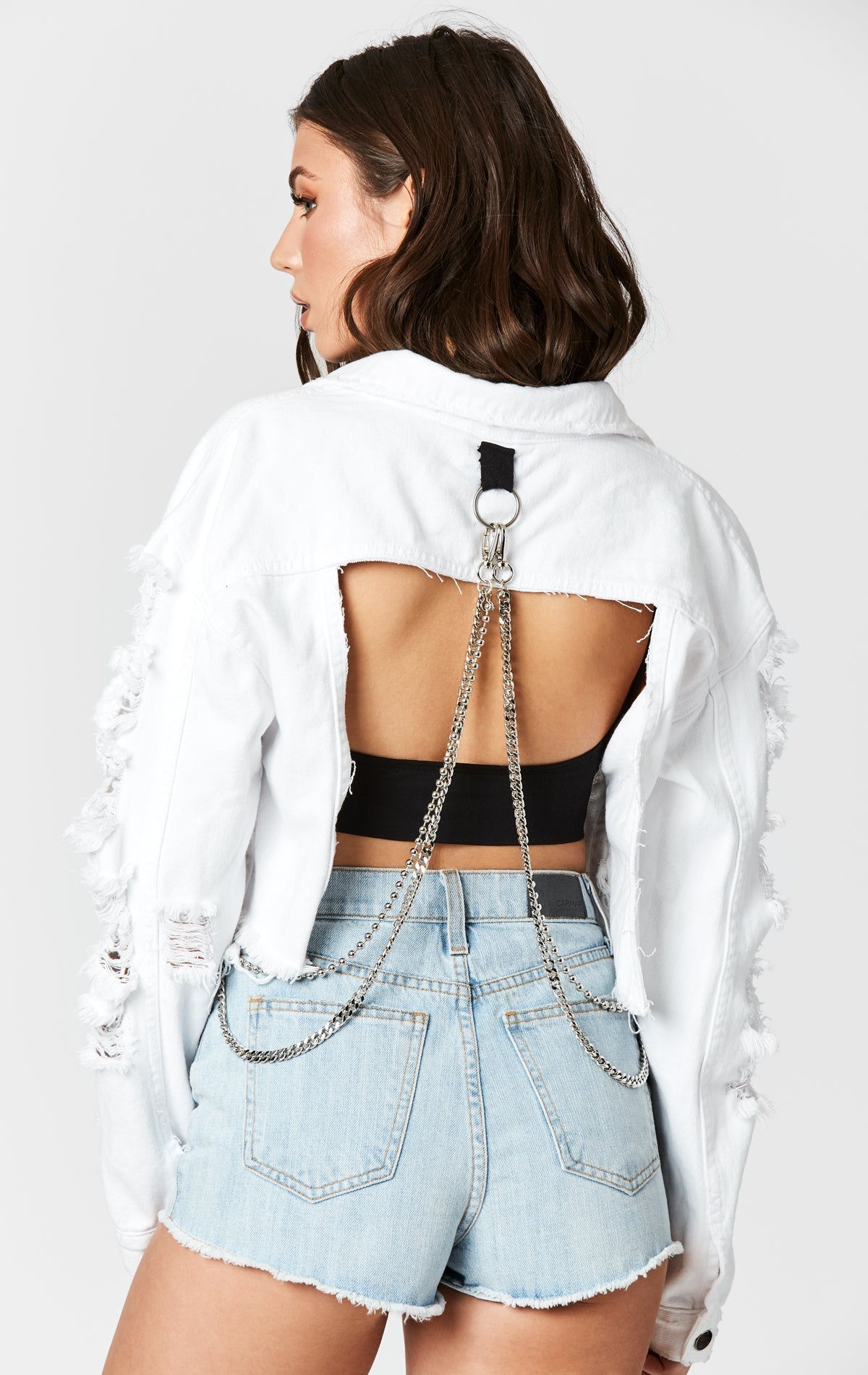 ZEUS CHAIN DETAIL DENIM JACKET Main image