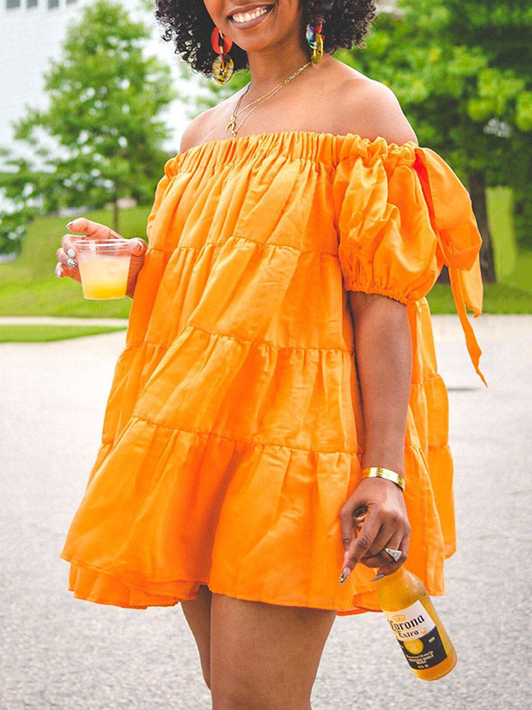 Off Shoulder Tiered Loose Dress Main image