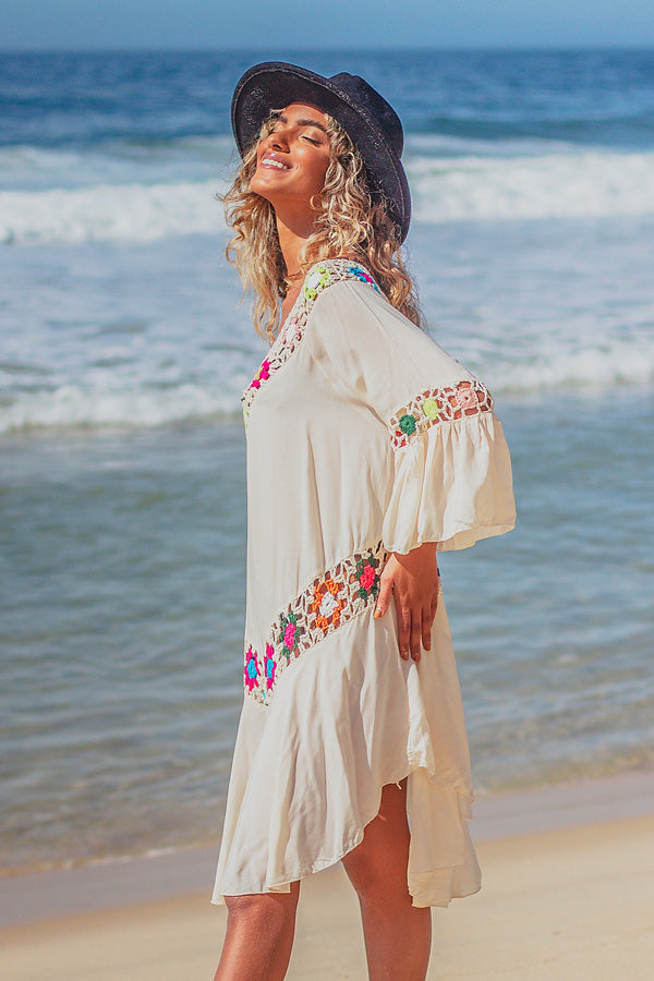 Hollow Patchwork V Neck Swimwear Cover Up