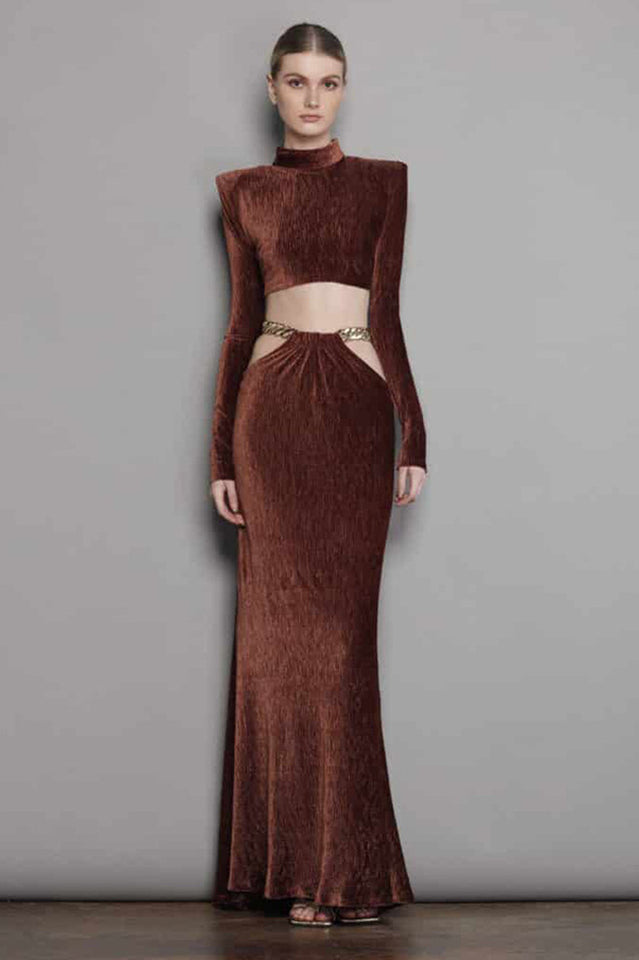 Velour Short Top + Skirt Two Piece Set Secondary image