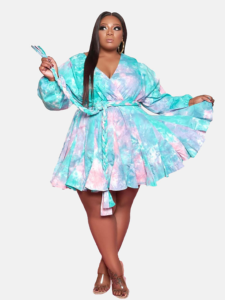 Tie Dye Belted Midi Dress Main image