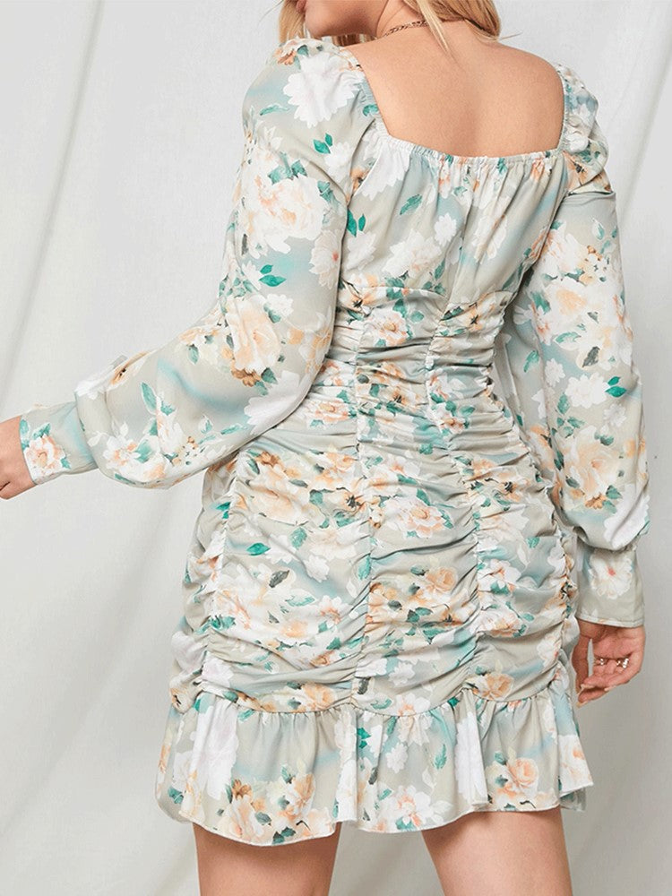 Floral Printed Puff Sleeve Midi Dress Secondary image