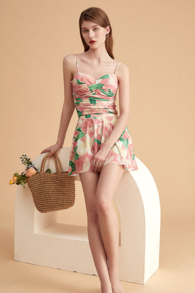 Floral One Piece Swimsuit With Skirt Secondary image