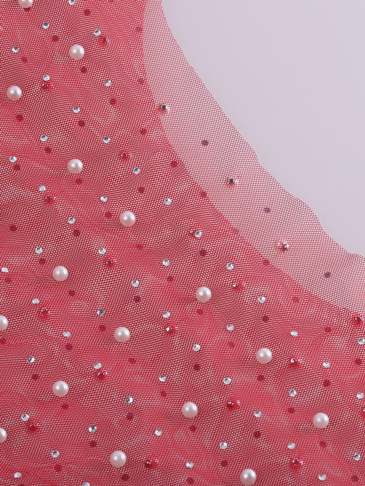 Pearl Rhinestone Cover-up Beach Dress