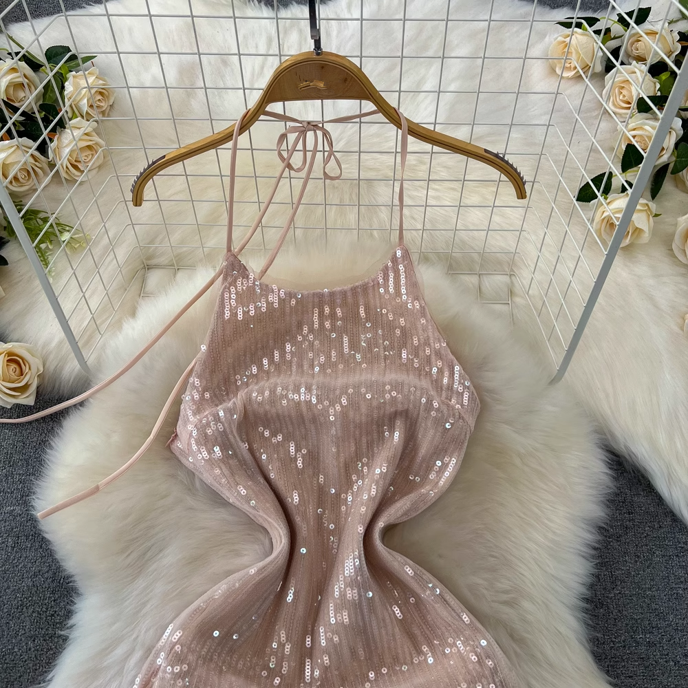 Shiny Halter Neckline Sequins Bodycon Dress Secondary image