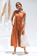 Loose Wide Leg Jumpsuit With Pocket