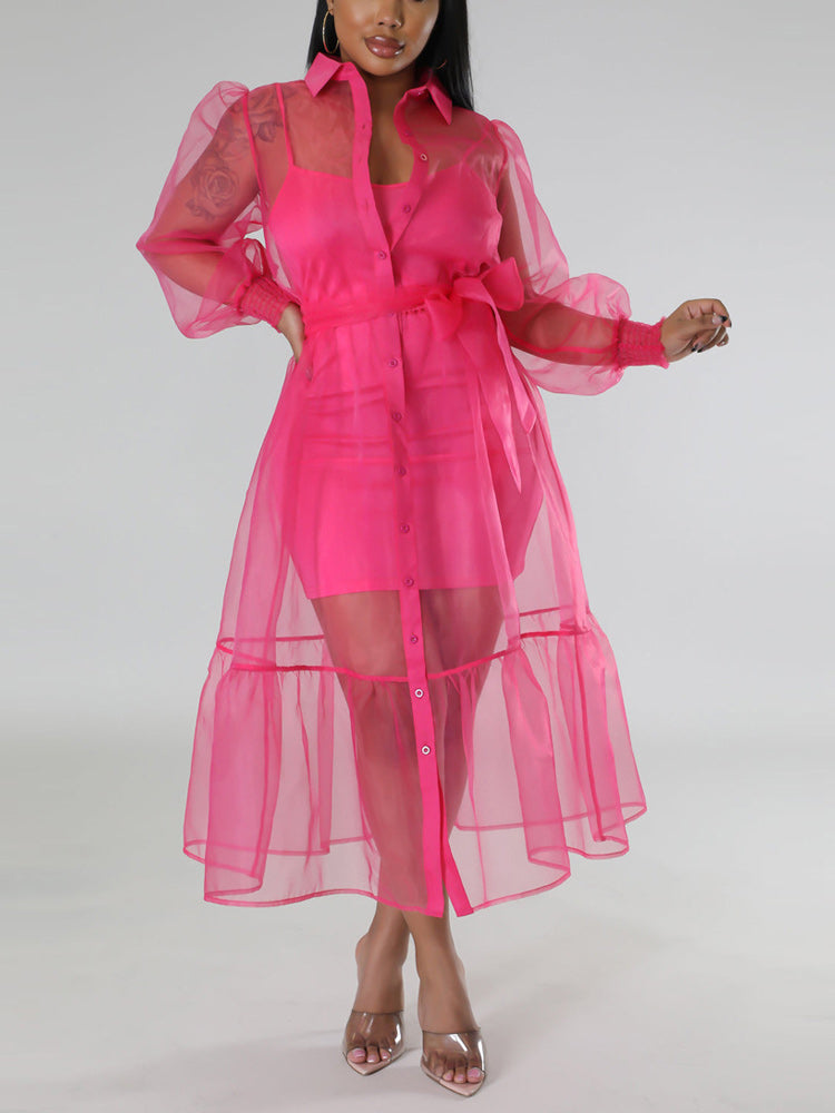 Bandage Tulle Cover-up Dress Set Main image