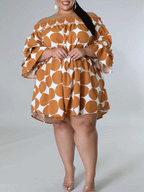 Off Shoulder Dot  Midi Dress