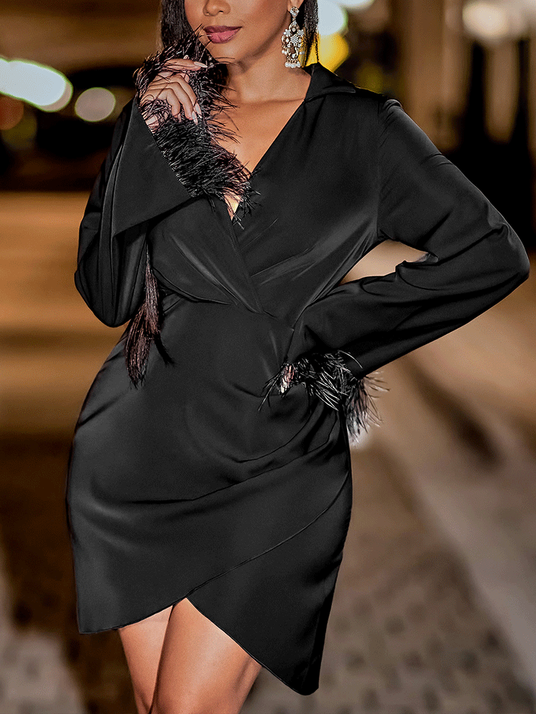 V Neck Fringed Sleeve Mini Dress Main image