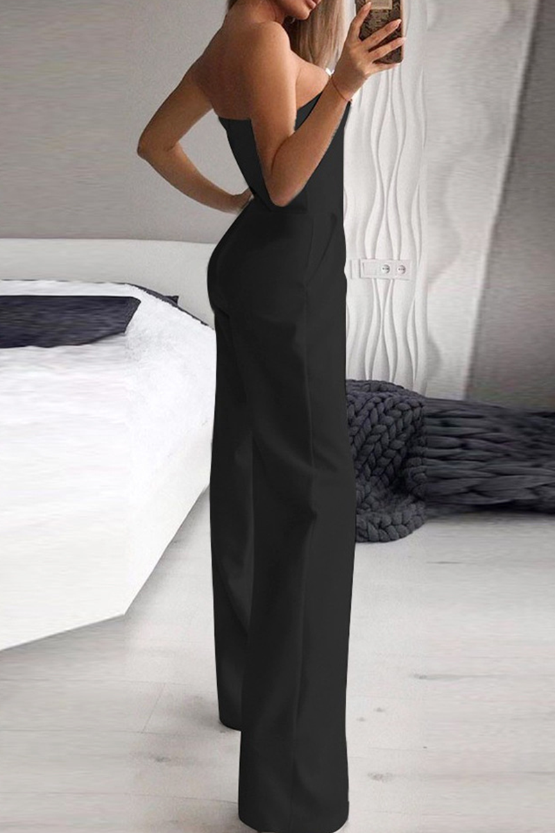 Solid Split Joint Strapless Boot Cut Jumpsuits Secondary image