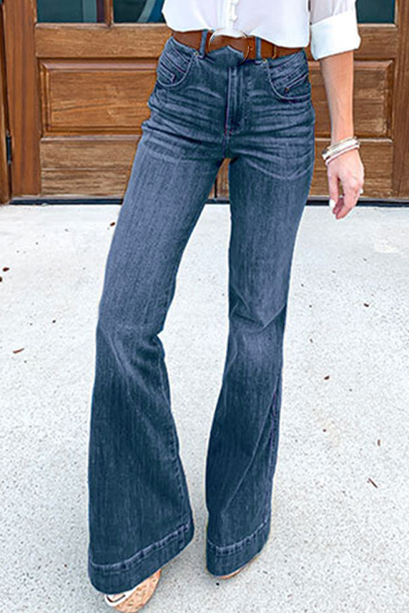 Solid Split Joint Boot Cut Denim Jeans Main image