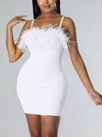 Feather Rhinestone Tassel Dresses