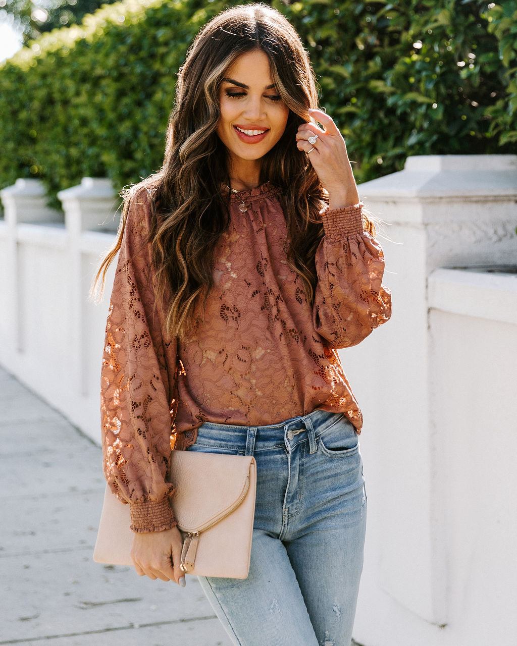 Your Smiling Face Lace Blouse - Mauve Main image