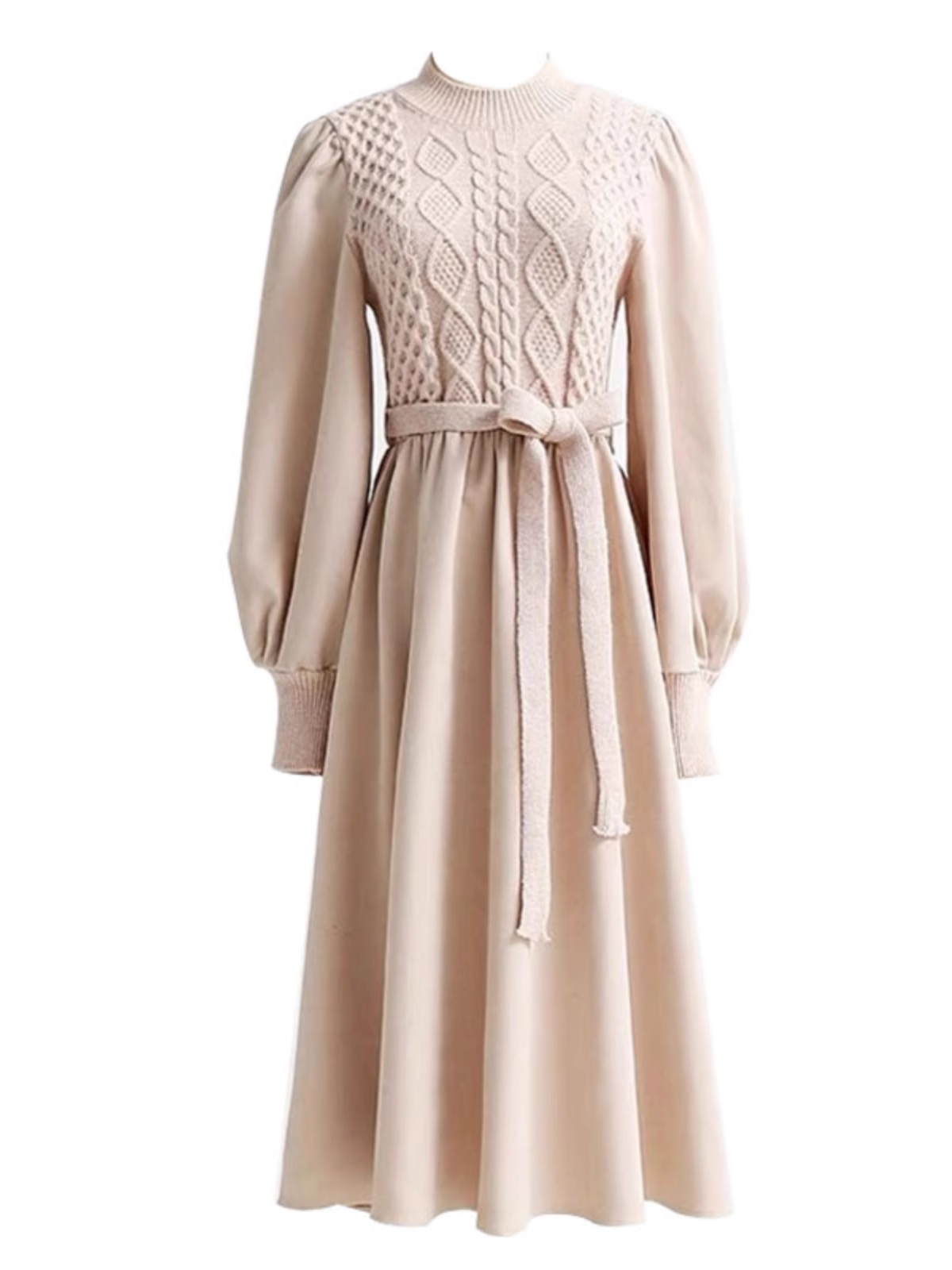 Knitted patchwork corduroy dress thickened winter skirt Secondary image