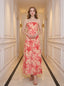 Strapless Floral Maxi Dress in Peach and Coral