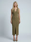 Ribbed Knit Button Front Maxi Dress - Olive