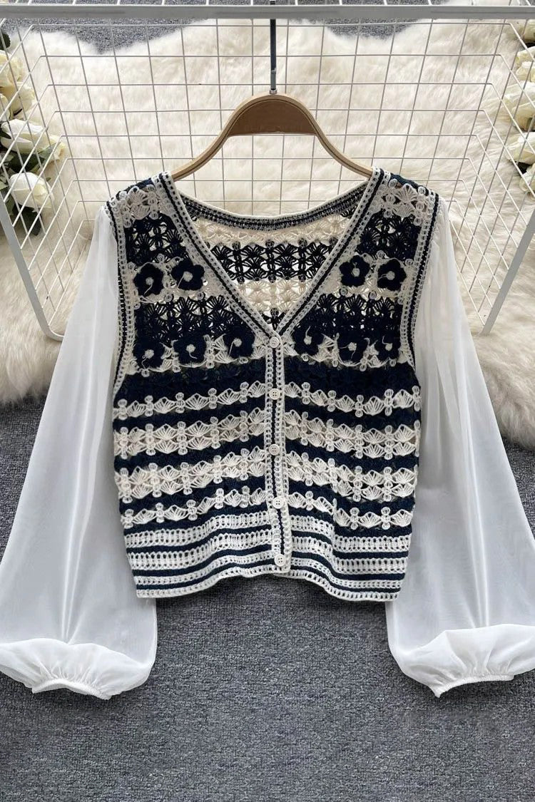 Shirts Chiffon Long Sleeves Knitted Cardigan Tops Secondary image