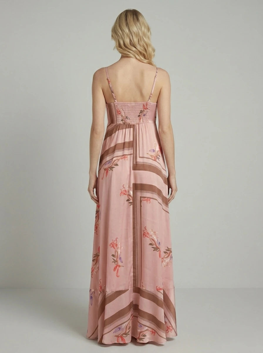 Blush Floral Square Neck Satin Maxi Dress Secondary image