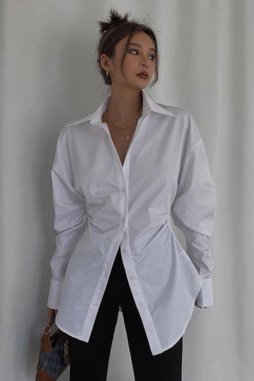 Lapel Long Sleeved Length Top Main image