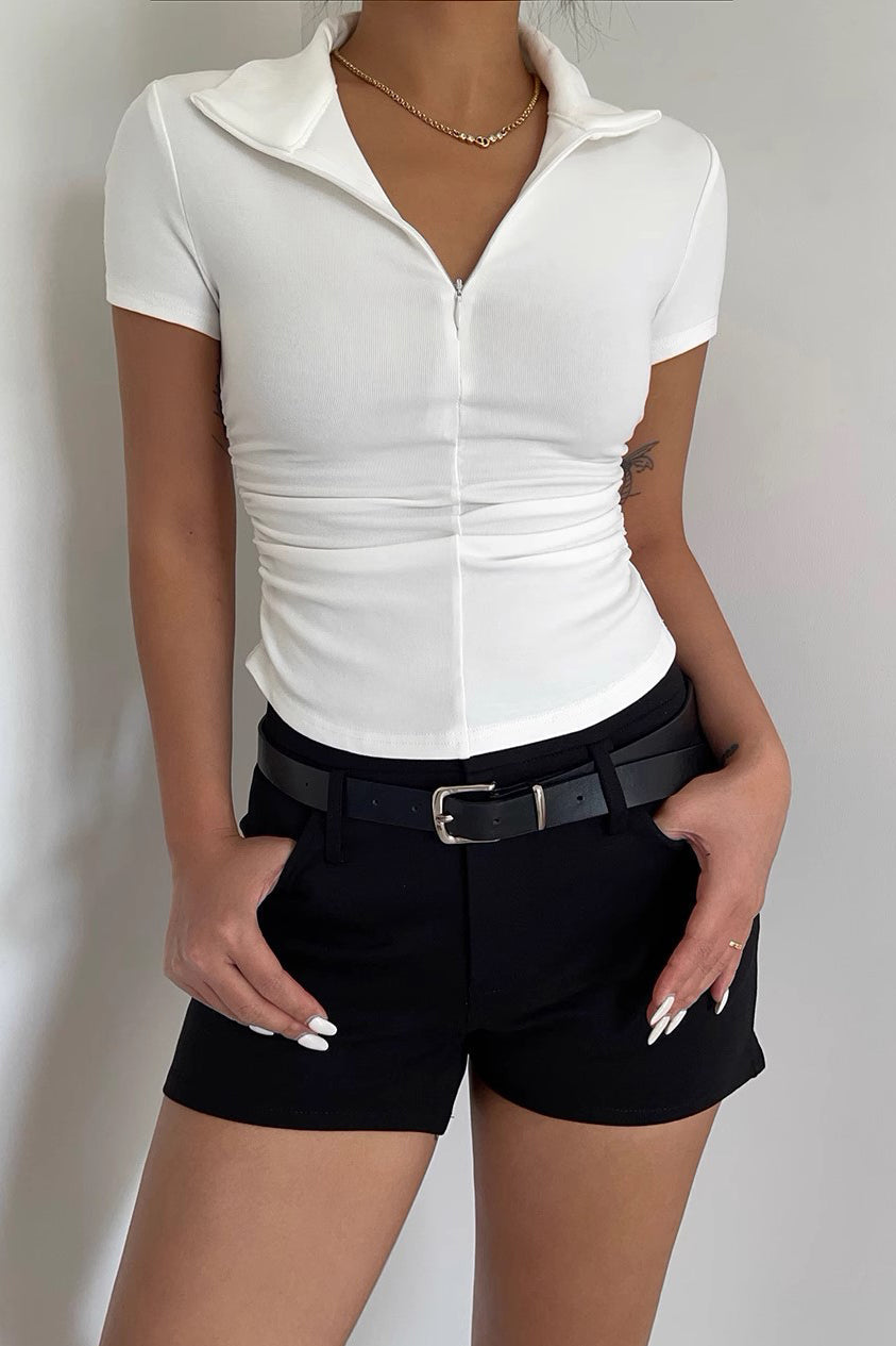 Short Sleeve T-Shirt Half Zip High Neck Top Secondary image