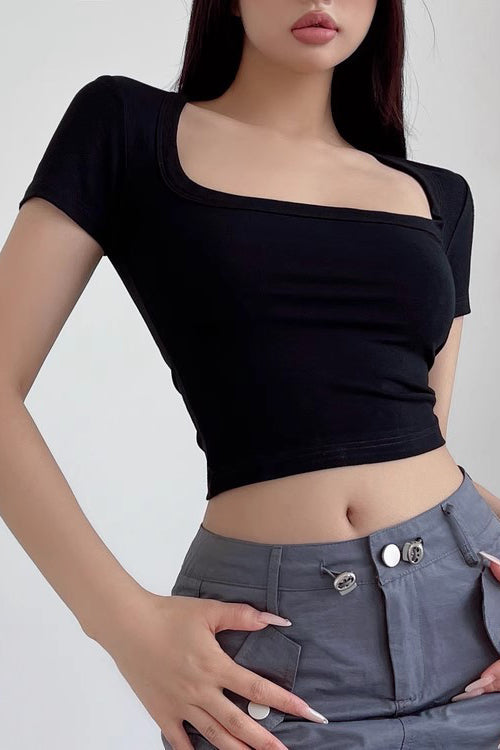 Square Neck T-Shirt Short Sleeved Top Secondary image