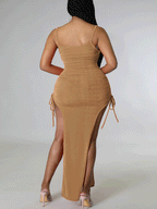Spaghetti Strap Bodycon Ruched Dress