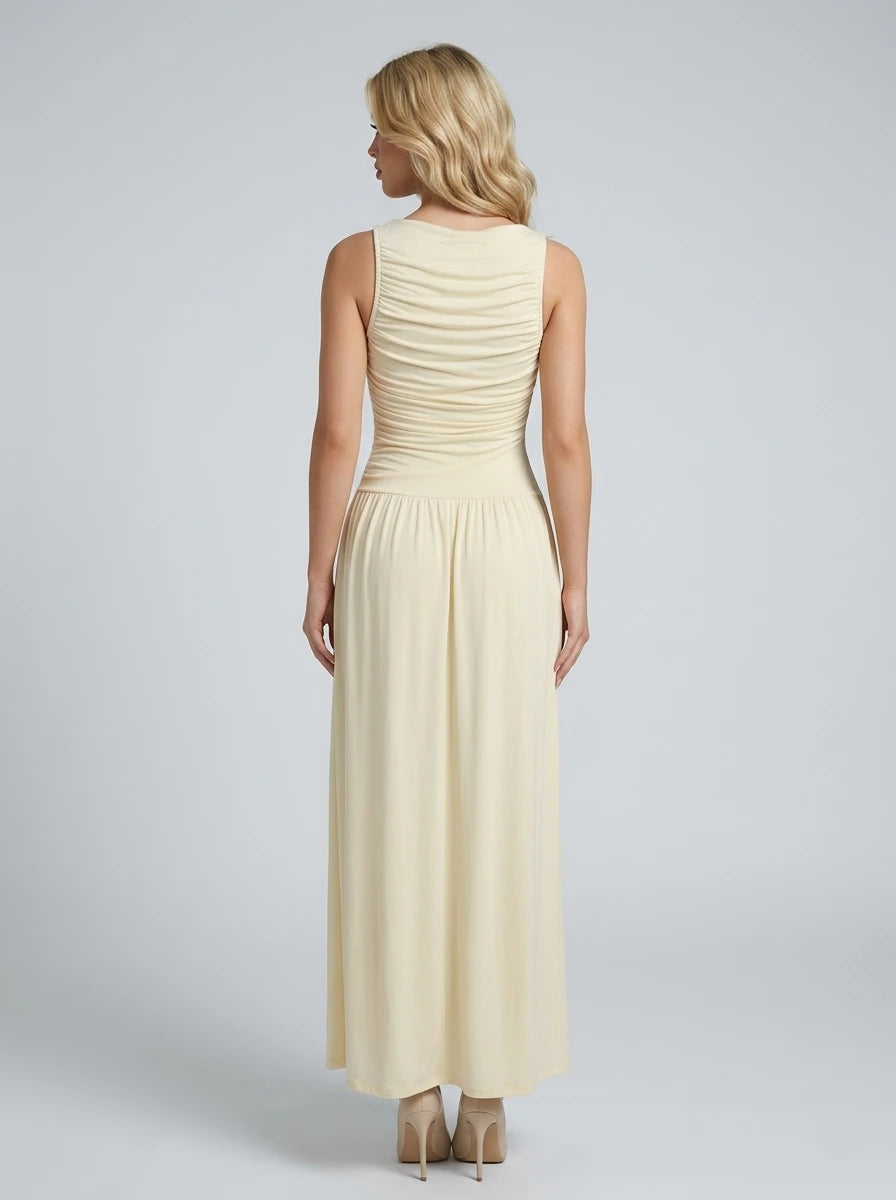 Ruched Bodice Sleeveless Maxi Dress - Champagne Secondary image
