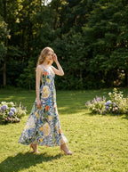 Blue Majolica & Lemon Print Cami Maxi Dress