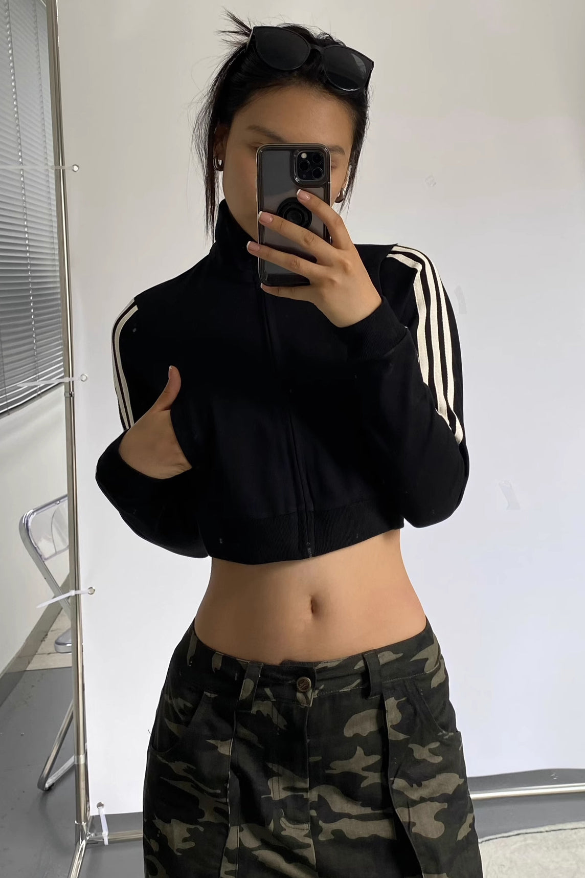 Zip Up Vintage Crop Sweatshirt Jacket Secondary image