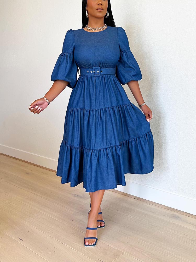 Ruffle Denim Dress Main image
