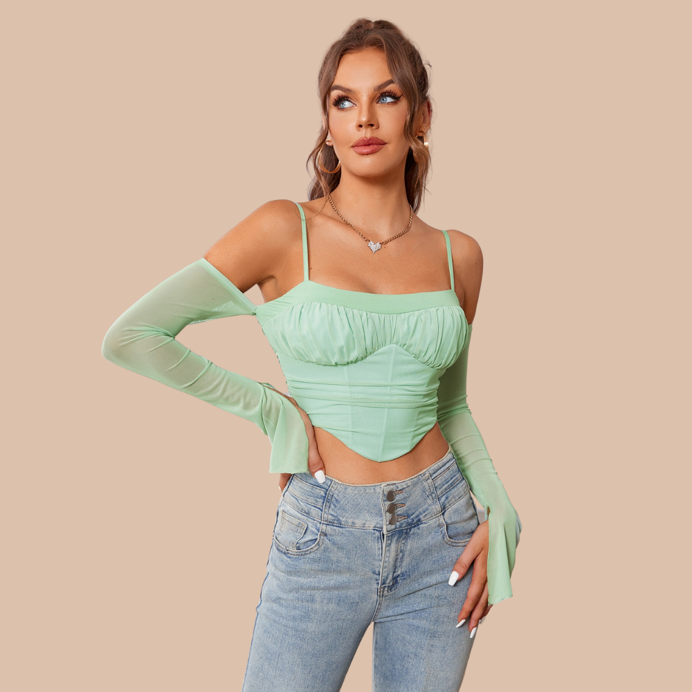 Maggie Off Shoulder Long Sleeves Crop Top Main image