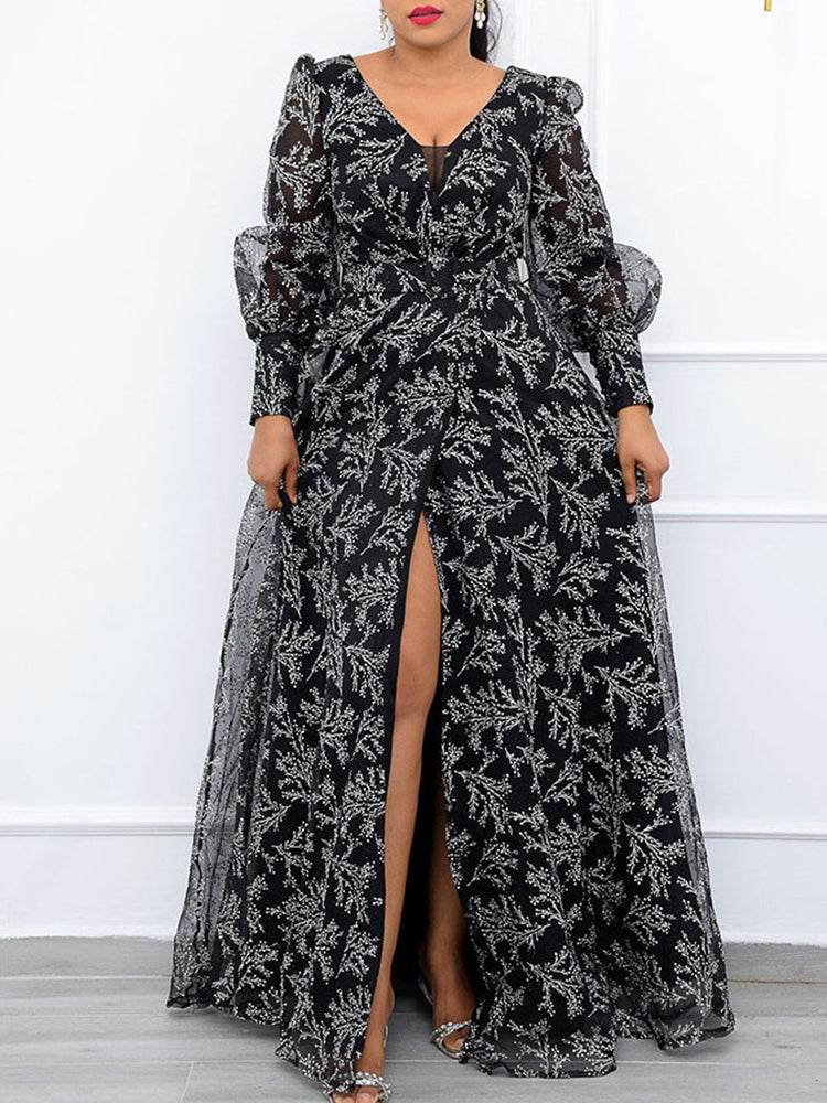 V Neck Long Sleeve Party Dress Secondary image