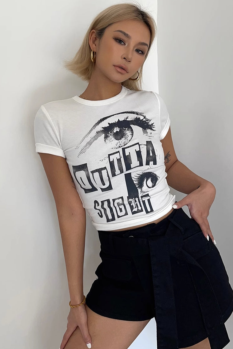 Eyes Print Short Sleeve Cami Tops Main image