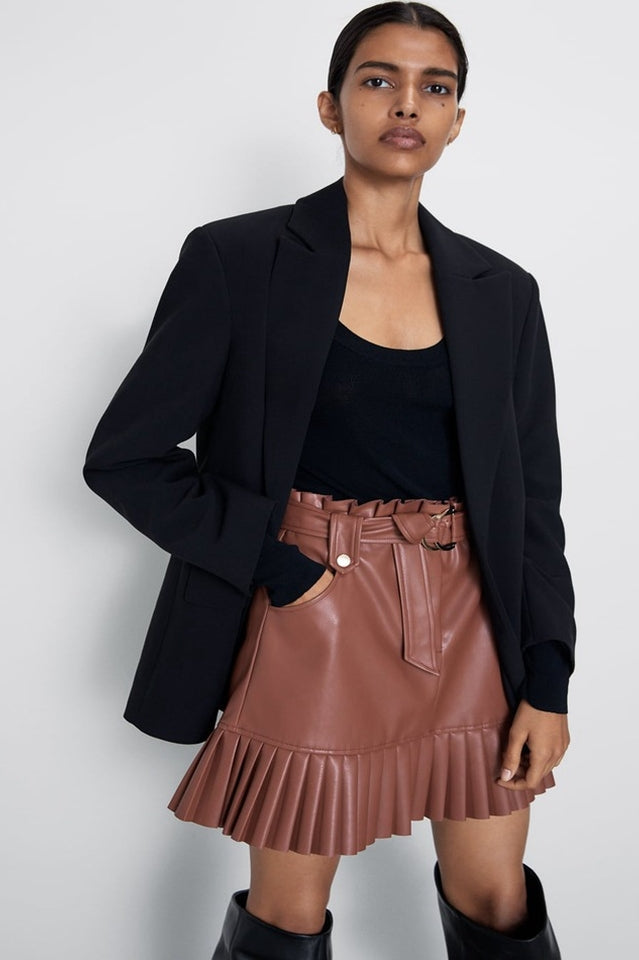 PU Mini Skirt With Belt Main image