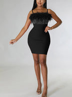 Feather Rhinestone Tassel Dresses