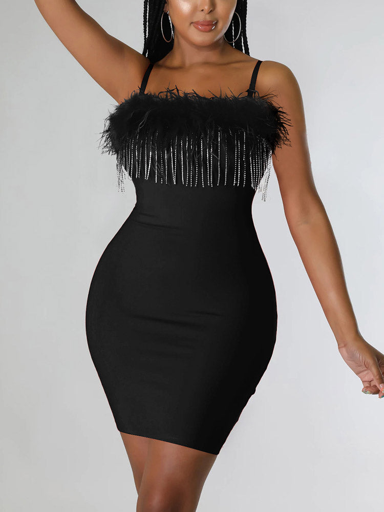 Feather Rhinestone Tassel Dresses Secondary image