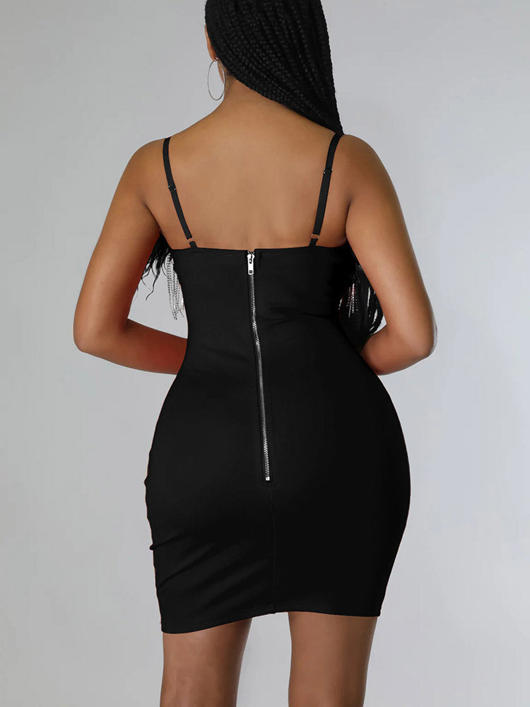 Feather Rhinestone Tassel Dresses