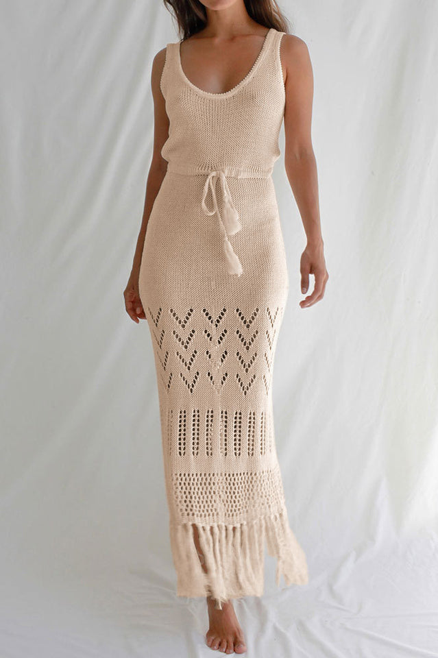 Tassel Hem Crochet Knit Cover Up Dress Secondary image