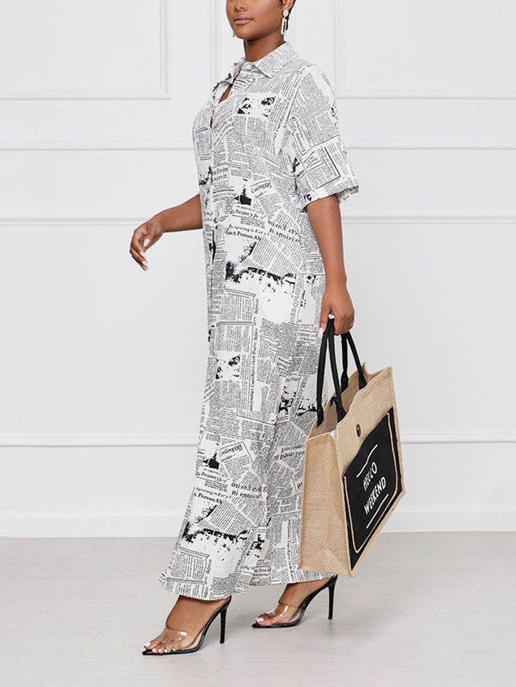 Newspaper Print Shirt Dress Secondary image
