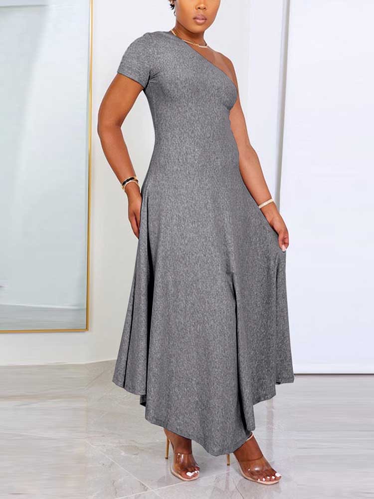 One Shoulder Solid Dress Secondary image