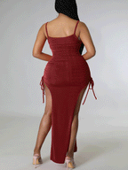 Spaghetti Strap Bodycon Ruched Dress