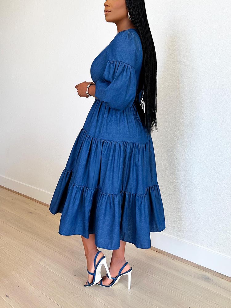Ruffle Denim Dress Secondary image
