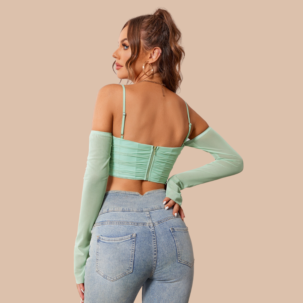 Maggie Off Shoulder Long Sleeves Crop Top Secondary image