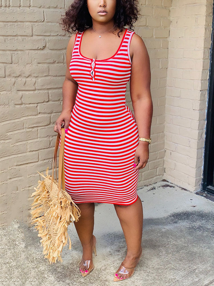 Striped Sleeveless Dress Main image