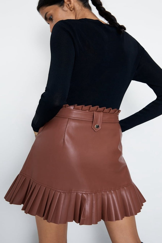 PU Mini Skirt With Belt Secondary image