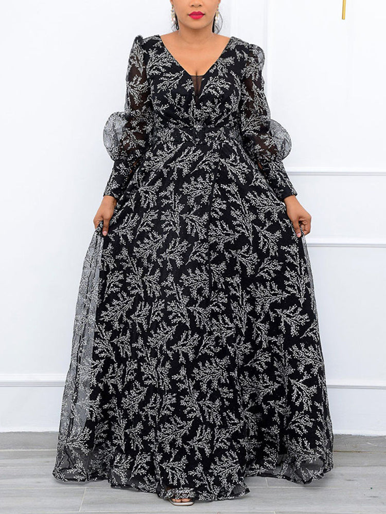 V Neck Long Sleeve Party Dress Main image