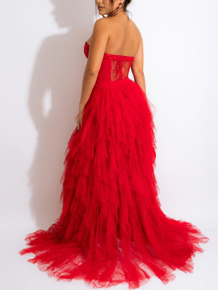 Lace Slit Tulle Dress Secondary image