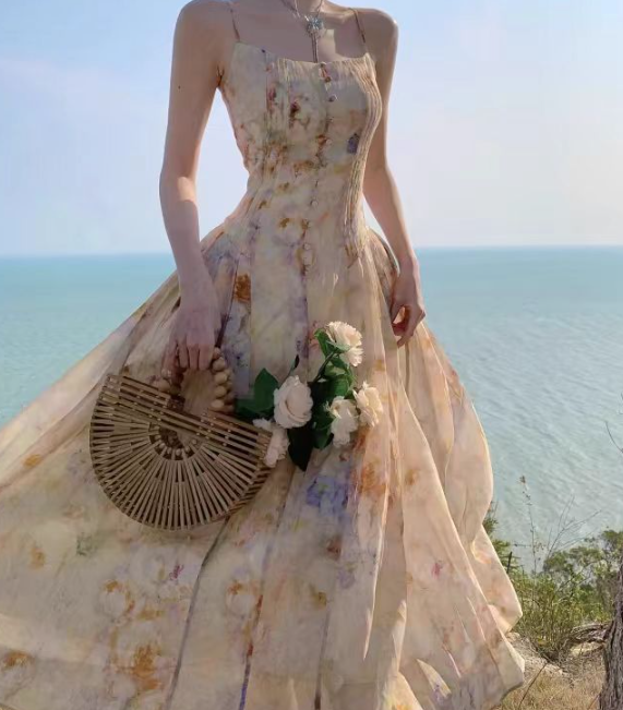 Watch The Stars Cotton Tiered Tassel Maxi Dress Main image